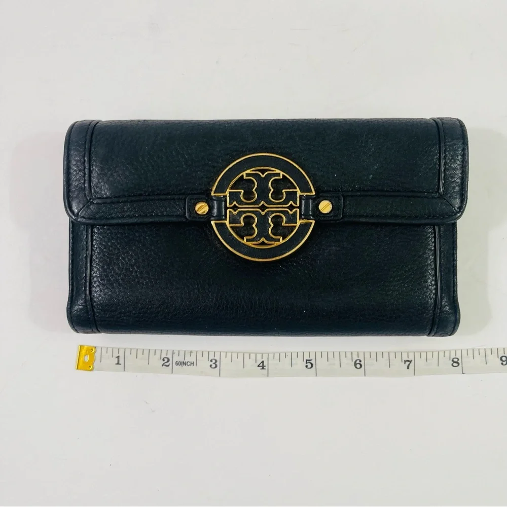 Tory Burch Black Leather Amanda Flap Continental Wallet - Picture 3 of 11